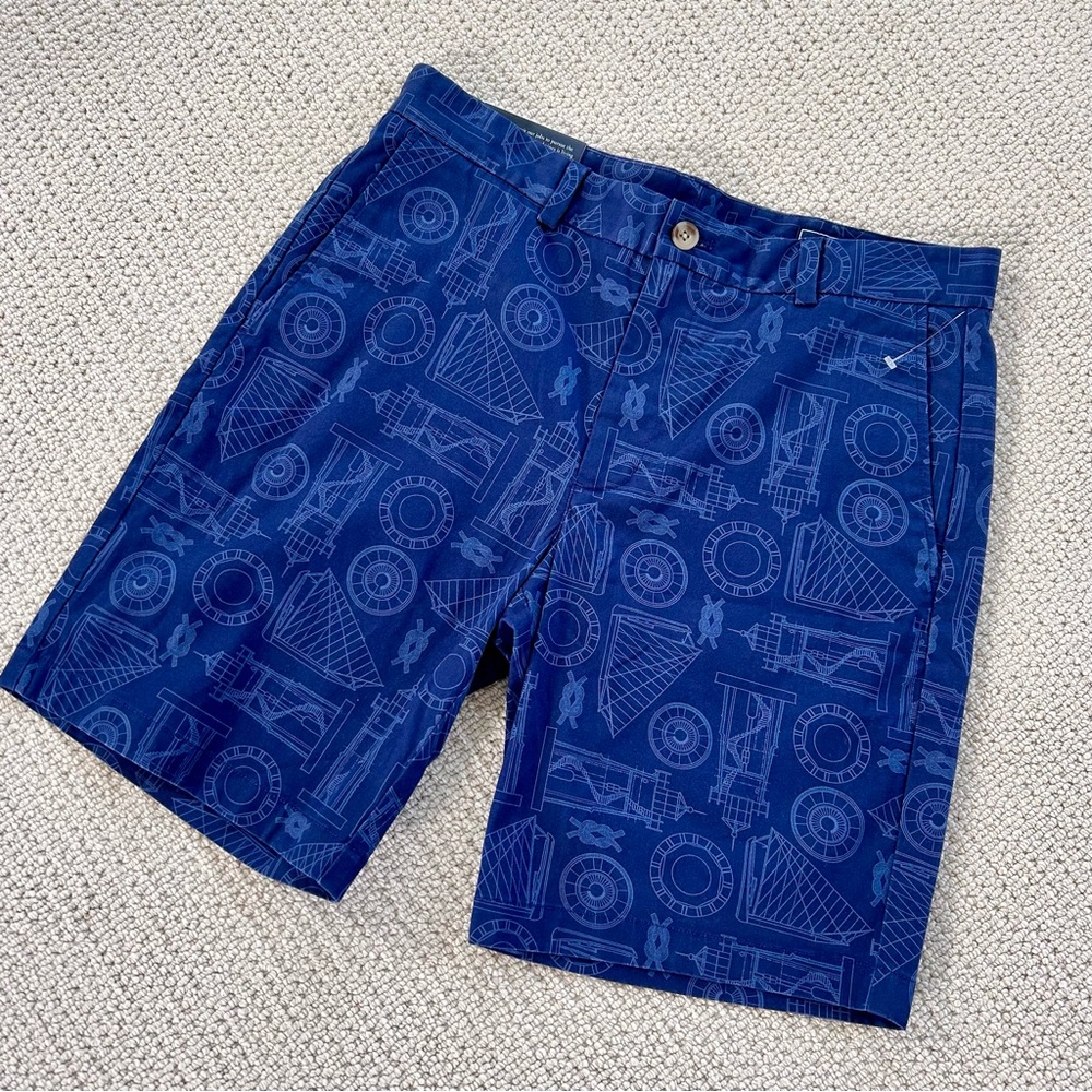 Men’s 32 Waist Vineyard Vines 9” Breaker Shorts Blue Nautical Design. NWT
